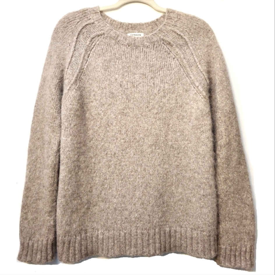Aymara Baby Alpaca And Wool Super Soft Tan Color Crewneck Sweater Size M